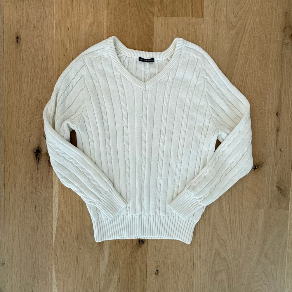 Brandy Melville Ida Cotton Cable Knit V Neck Sweater NWOT